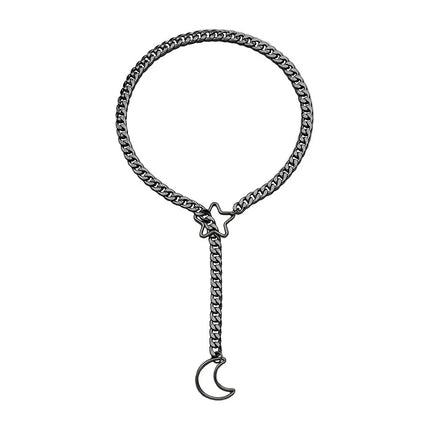 Womens Heart Slip Chain Necklace for Women with Rainstone Lock and Key Cuban Link Chunky Punk Rock Stainless Steel Choker