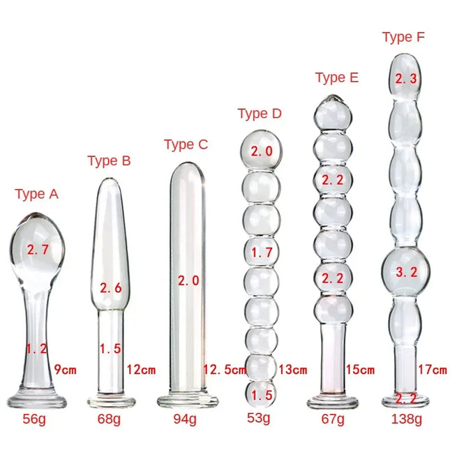 Glass Anal Plug Six Styles Pulling Beads Dual Use Small Dildos Butt Plugs Masturbation Posterior Dilation Adult Sex Toys