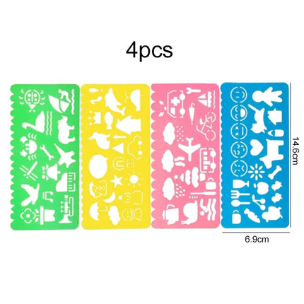 4pcs/Set Children Painting Template Drawing Stencils Set Early Childhood Drawing Toys Art Crafts Kids Educational Toy TMZ