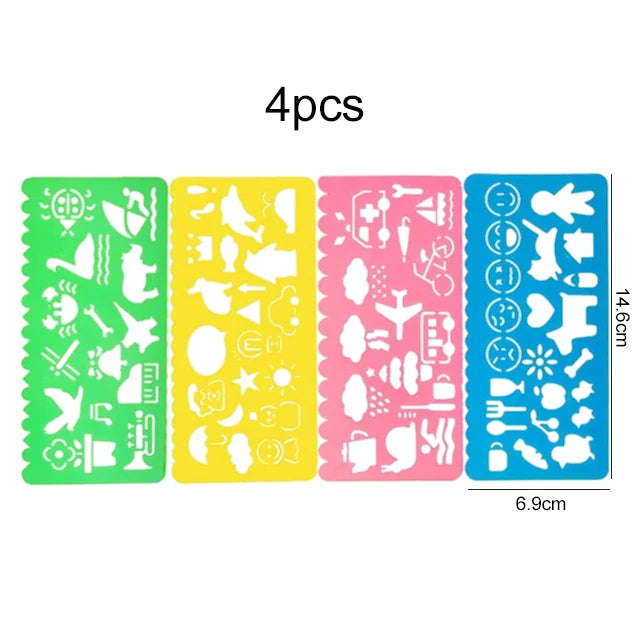 4pcs/Set Children Painting Template Drawing Stencils Set Early Childhood Drawing Toys Art Crafts Kids Educational Toy TMZ