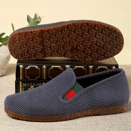 Low-Top Men's Shoes Chinese Style Soft Bottom Driving Shoes Breathable Casual Loafers Flat Heel Slip-On Canvas Shoes