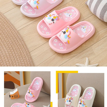 Summer Cartoon Children's Slippers Girl Unicorn Slipper Kids Cute Indoor Home Bathroom Shoes Boy Dinosaur Flip Flops Einhorn