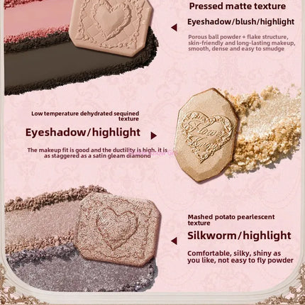 Flowerknows Strawberry Cupid Collection Facial Complexion Palette Blush Eyeshadow Highlighter Flower Know Face Bronzer Palette