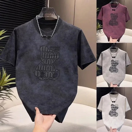 2025 New Trendy Bear Brand Men's Short Sleeve T-shirt Luxury Style Casual Breathable Summer Fashionable Versatile Letter Print