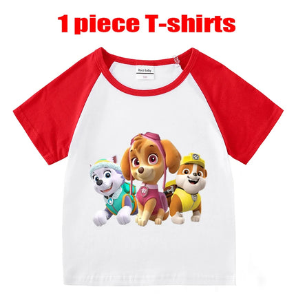 Children's Summer Pajama Set Kids Cartoon PAW Patrol T-shirt+Shorts Sets Boys Cotton Tops+Shorts 2Pcs Baby Boys Girls Sport Suit