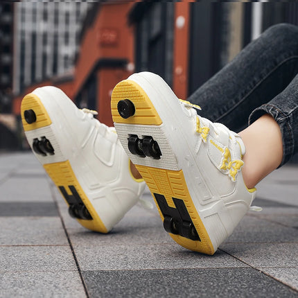 Children Roller Skating Shoes Four-Wheel Retractable Brake Roller Skates New Outdoor Comfortable Sports Shoes for Kids