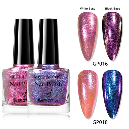 2pcs Chameleon Nail Polish Kit 8ml Natural Dry Saving Time Long Lasting Glitter Nail Art Polish For Manicure DIY Nail Supplies
