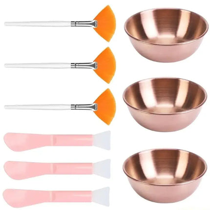 D0AB Pack of 9 Complete Face Mask Mixing Bowl and Tool Set for Handmade Skincare