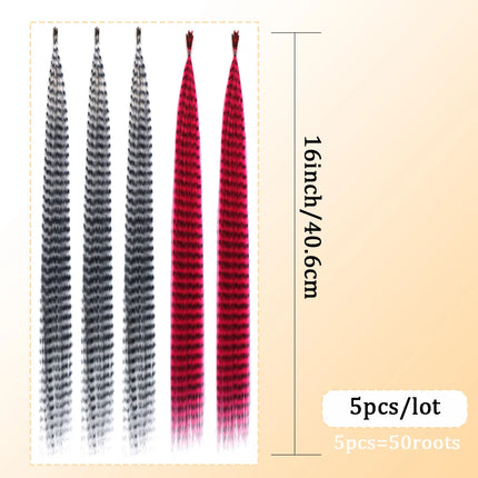 50Roots 16 Inch I-Tip Colorful Feather Hair Extension, Straight Synthetic Fiber,For carnival Music Festival,Christmas party