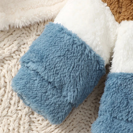 0-9 Months Baby Boy&Girl Winter Coat Plush Splicing Hoodie Crawler Clothing for Infant Warm Clothes Baby Thickened Outerwear