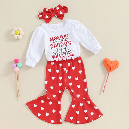 My First Valentines Day Baby Girl Outfit Infant Daddys Valentines Newborn Bell Bottoms Valentines Clothes