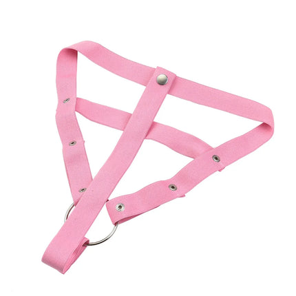 Pink Male Penis Ring Chastity Cage Auxiliary Belt Anti-off Device Elastic Belt Adjustable Underwear Rope Scrotum Ring Sex Toy