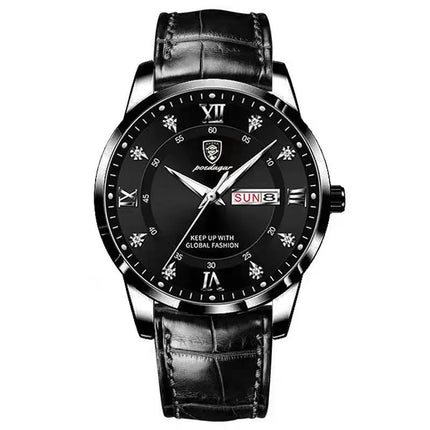 POEDAGAR Casual High Quality Men Watch Waterproof Luminous Leather Original Man Wristwatch Quartz Business Watches For Men Reloj