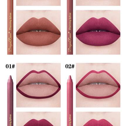 12Pcs/Set Lip Liner Set Waterproof and Sweat-Proof, Delicate Texture, Non-Smudged, Outline Lip Shape, Essential Lip Liner for Novices, Holiday Party, Valentine's Day Gift, Lip Liner Set