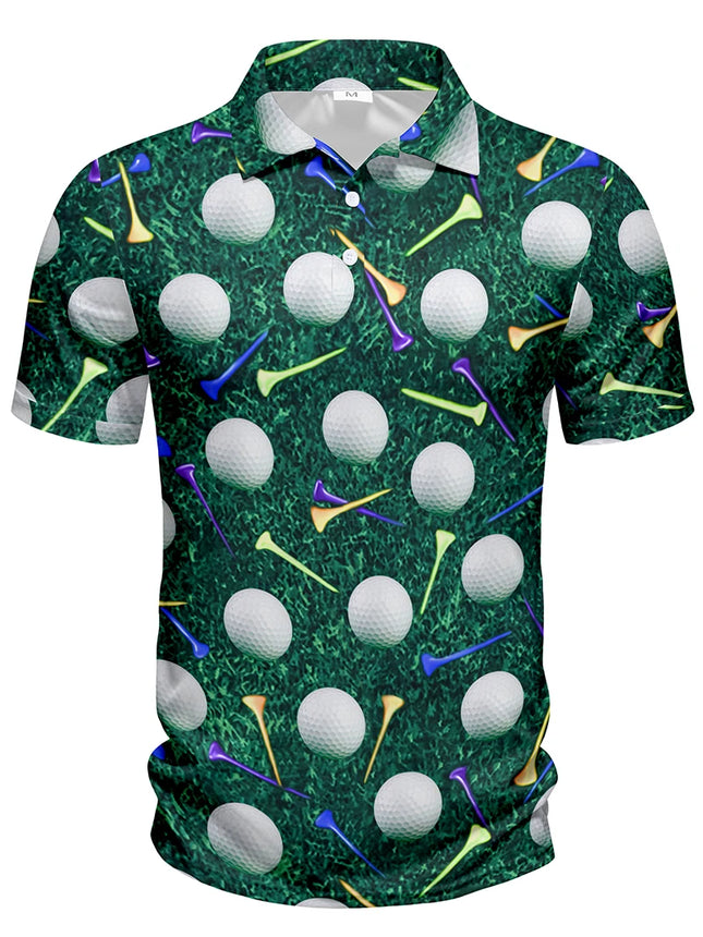 Summer Men's Short-Sleeved Polo Golf Print Casual Button Top Personalized Clothing for Men Exquisite gifts are definitely