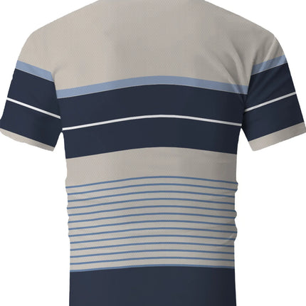 Men's Short Sleeve Casual3D Printed Golf Shirt - Black, Grey,White Stripe Pattern -Sports Style - Men's Summer Short Sleeve Polo