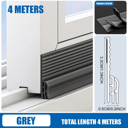 2/4M Self Adhesive Window Door Seal Strip Windproof Soundproof Dustproof for Sliding Glass Doors Windows Insulation Easy Install