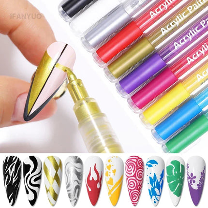 Nail Art Drawing Pen Graffiti Nail Acrylic Pen Waterproof Painting Liner DIY 3D Abstract Line Nail Art Beauty Tool Manicure