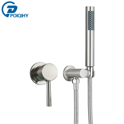 Brushed Gold Handheld Shower Bathroom Shower Faucet Hot & Cold Water Tap Brass Shower Holder 1.5M Hose Brass Shower Valve