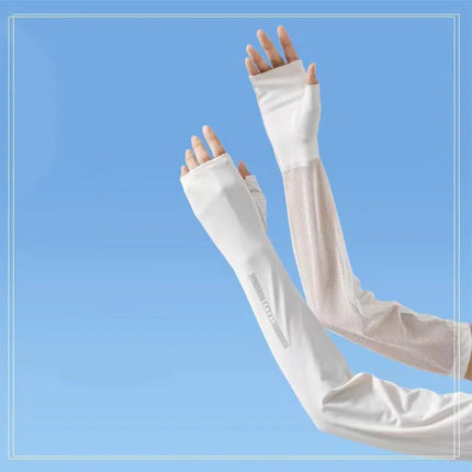 Summer Arm Sleeves Sunscreen UV Protection Cycling Sleeve Covers Women Half Finger UV Resistant Ice Silk Driving Arm Sleeves