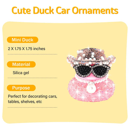 Pink Diamond Rubber Duck Car Ornaments Dashboard Decorations for Cool car Accessories with Diamond