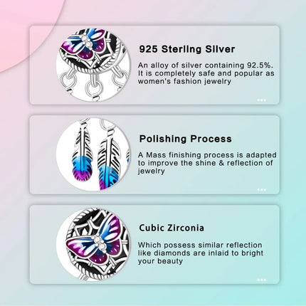 Original Charms 925 Sterling Silver Butterfly Pendant Dragonfly Flowers Bead For Women Necklace DIY Bracelet Fine Jewelry Gift