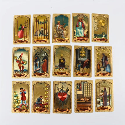 Gold Stamping Waterproof Plastic Colorful Printed Tarot Cards for Table Game Leisure Party Gathering Board Game Cards