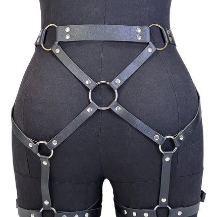 Women Sexy Thigh Garter Belt Gothic Leather Belt Bondage Buttock Suspenders Punk Erotic Swordbelt Adjustable Harness Accessory