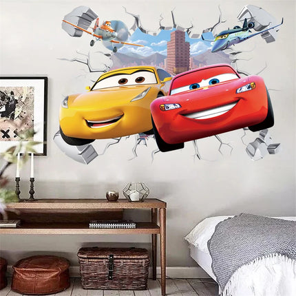 3D Cartoon Car Lighting McQueen Wall Stickers For Kids Room Home Bedroom PVC Decor Movie Mural Art Decals Children's Gifts