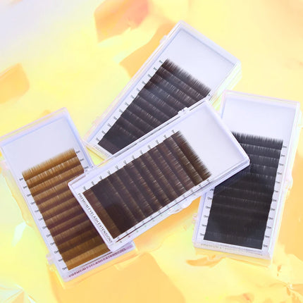 H&L SINCE 1990 High Quality Eyebrow Extensions False Natural eyebrows 12 Lines Per Tray No Curl Eyelash 4 Colorful