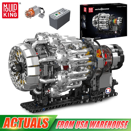 Mould King 10216 Technical Car Engine Toys The Motorized Turbojet Engine Building Block Assembly Engine Brick Kid Christmas Gift