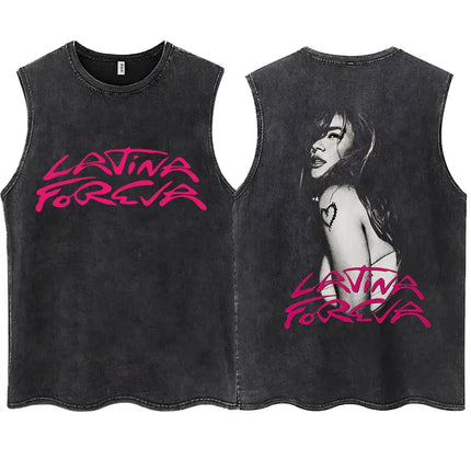Wash KAROL G 2025 New Album Tropicoqueta Tank Tops Men Women Aesthetic T Shirt Casual Oversized 100% Cotton Sleeveless T Shirts
