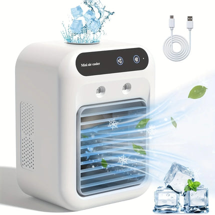USB Desktop Fan Water tank Mini Air Cooler Portable Personal Cooling Device 1800mAh Lithium Battery Low Voltage Operation Fan