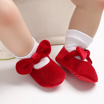 Fashionable Red Baby Shoes for Newborn Girls Cloth Bottom Elegant Noble Casual First Walking Shoes