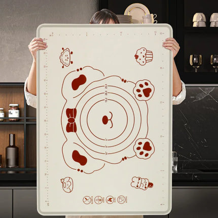 Food Grade Silicone Kneading Mat Cute Bear Anti Slip Rolling Pastry Board Large Baking Panel Household Kitchen Tools