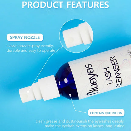 Blueyes 100ml Eyelash Cleanser Primer Grafting False Eyelashes Extension Spray Lash Cleaning Non-irritating Liquid Makeup Tools