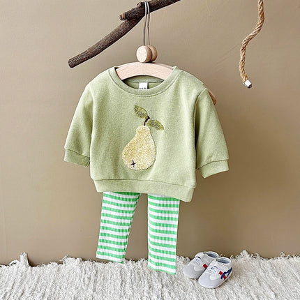 0-3Y Baby Girl Clothing Toddler Boys Sets Infant Suit Long Sleeved Pullover Shirt Cotton Newborn Baby Clothes Fruit Embroidery