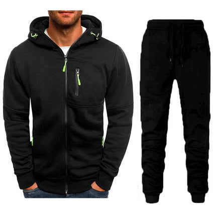 Men's 2 Piece Tracksuit Set Zip Up Hoodie & Joggers Running Sportswear Outdoor Training Suit Casual Fleece Sweatsuit