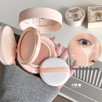 2-in-1 Double Layer Cushion Foundation Pressed Powder Natural Lasting Brightening Gege Bear Concealer Loose Powder Cushion Cream