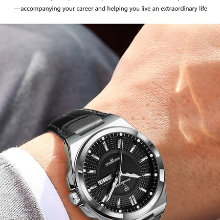 POEDAGAR Trendy Sport Men's Wristwatch Waterproof Luminous Date Week Business Fashion Men's Quartz Watches Leather Men's Watch Reloj