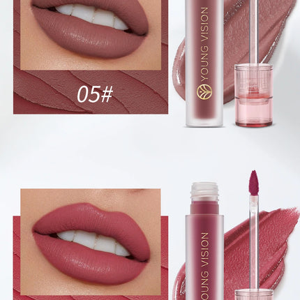 YOUNG VISION 6-Color Matte Velvet Lip Gloss Silky Smooth, Long-Lasting Color Seductive Feminine Lip Makeup