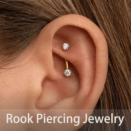 1-9PCS Golden Eyebrow Stud Rings Piercing Jewelry Rook Surgical Steel Silvery CZ Tiny Labret Lip Navel Belly Helix Tragus 16G