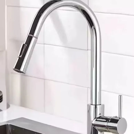 Stainless Steel Kitchen Faucet Single Hole Pull Out Spray 360° Swivel Sink Faucet High Arc Modern Design