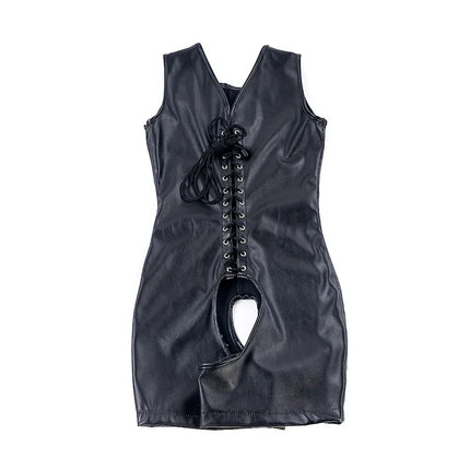 Erotic Sexy Bodysuit Lingerie Leather Hollow Out Bust Open Crotch Clubwear BDSM Slave Bondage Cosplay Clothing Sex Toy For Women