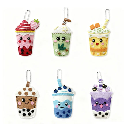 DIY Sewing Toys for Kids, Make Milk Tea Ocean Animal Plushie Craft Set Handmade Fabric with Holes and Threads Gifts