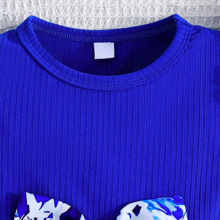 Baby Girl Dress Summer Bow And Flower Pattern Knit Solid Color Short Sleeve Baby Dresses Cute Casual Girl Kid's Dress