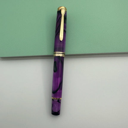 Admok M800 Pen Sky Blue Acrylic Piston Fountain Pen Bock Schmidt Nib F M B 0.5 0.7 1.0MM Nib Golden Clip Writing Office Gift Pen
