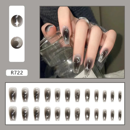 White Camellia 24 Pcs Press on Nails Pink Nail polish Glossy Artificial Finger Manicure Reusable False Nails