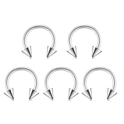 5pc Surgical Steel Body Piercing Jewelry Lot Bulk Nose Ring Tongue Bar Lot Eyebrow Labret Piercing Set Horseshoe Ring Lot Pack