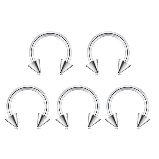 5pc Surgical Steel Body Piercing Jewelry Lot Bulk Nose Ring Tongue Bar Lot Eyebrow Labret Piercing Set Horseshoe Ring Lot Pack